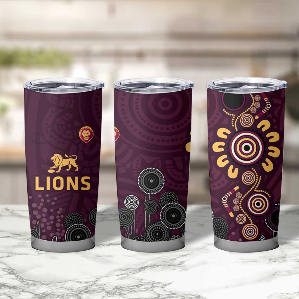 Brisbane Lions Football Tumbler Cup Aboriginal Dot and Spiral Art