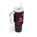 Brisbane Lions Football Tumbler With Handle Aboriginal Dot and Spiral Art