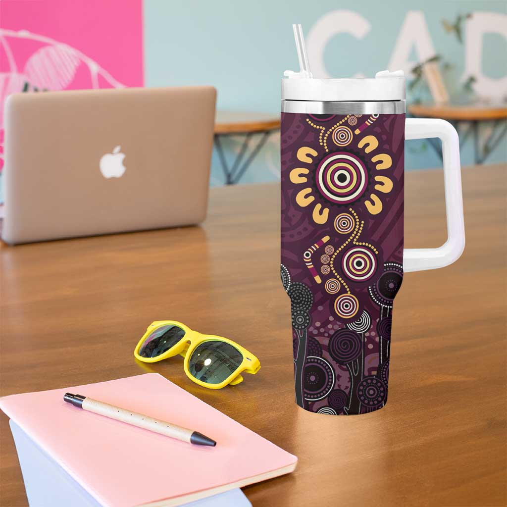 Brisbane Lions Football Tumbler With Handle Aboriginal Dot and Spiral Art