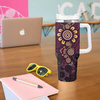 Brisbane Lions Football Tumbler With Handle Aboriginal Dot and Spiral Art