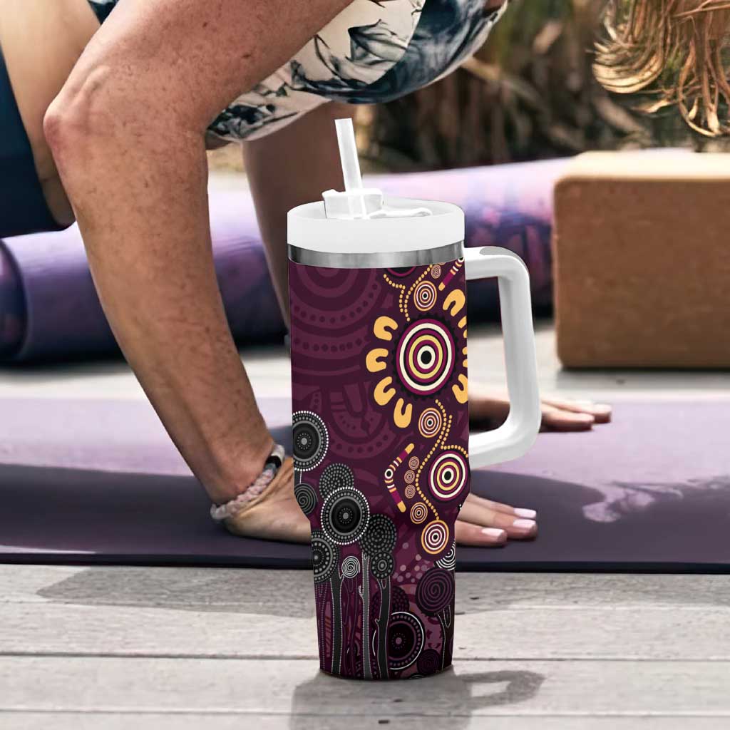 Brisbane Lions Football Tumbler With Handle Aboriginal Dot and Spiral Art
