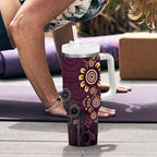 Brisbane Lions Football Tumbler With Handle Aboriginal Dot and Spiral Art