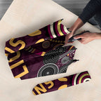 Brisbane Lions Football Umbrella Aboriginal Dot and Spiral Art