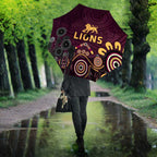 Brisbane Lions Football Umbrella Aboriginal Dot and Spiral Art