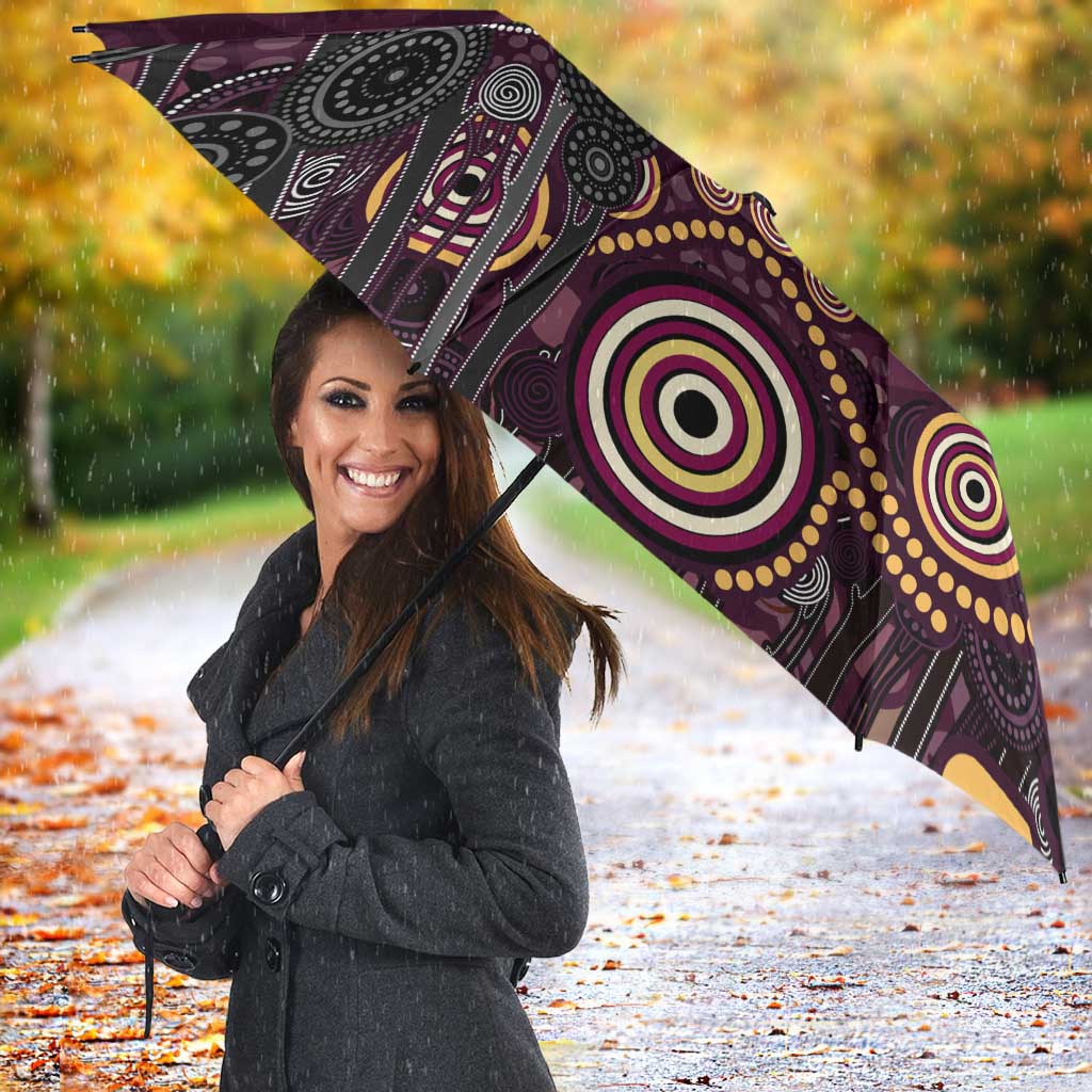 Brisbane Lions Football Umbrella Aboriginal Dot and Spiral Art