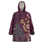 Brisbane Lions Football Wearable Blanket Hoodie Aboriginal Dot and Spiral Art