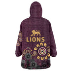 Brisbane Lions Football Wearable Blanket Hoodie Aboriginal Dot and Spiral Art
