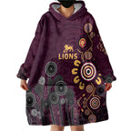 Brisbane Lions Football Wearable Blanket Hoodie Aboriginal Dot and Spiral Art