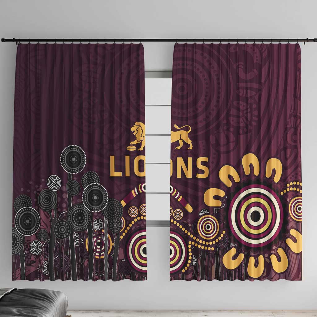 Brisbane Lions Football Window Curtain Aboriginal Dot and Spiral Art