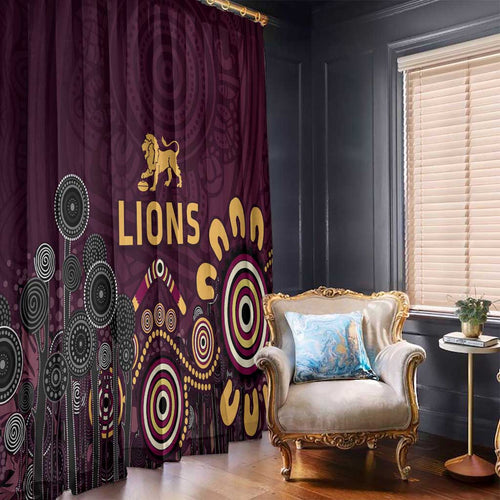 Brisbane Lions Football Window Curtain Aboriginal Dot and Spiral Art