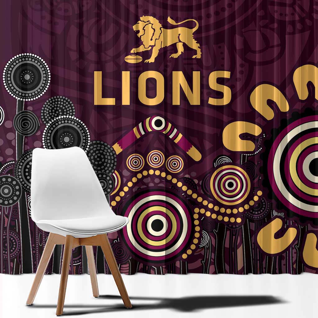 Brisbane Lions Football Window Curtain Aboriginal Dot and Spiral Art