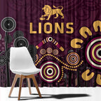 Brisbane Lions Football Window Curtain Aboriginal Dot and Spiral Art