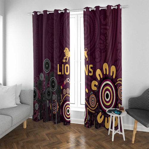Brisbane Lions Football Window Curtain Aboriginal Dot and Spiral Art