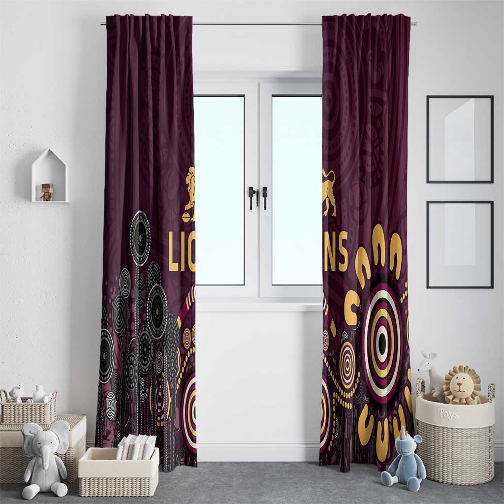 Brisbane Lions Football Window Curtain Aboriginal Dot and Spiral Art