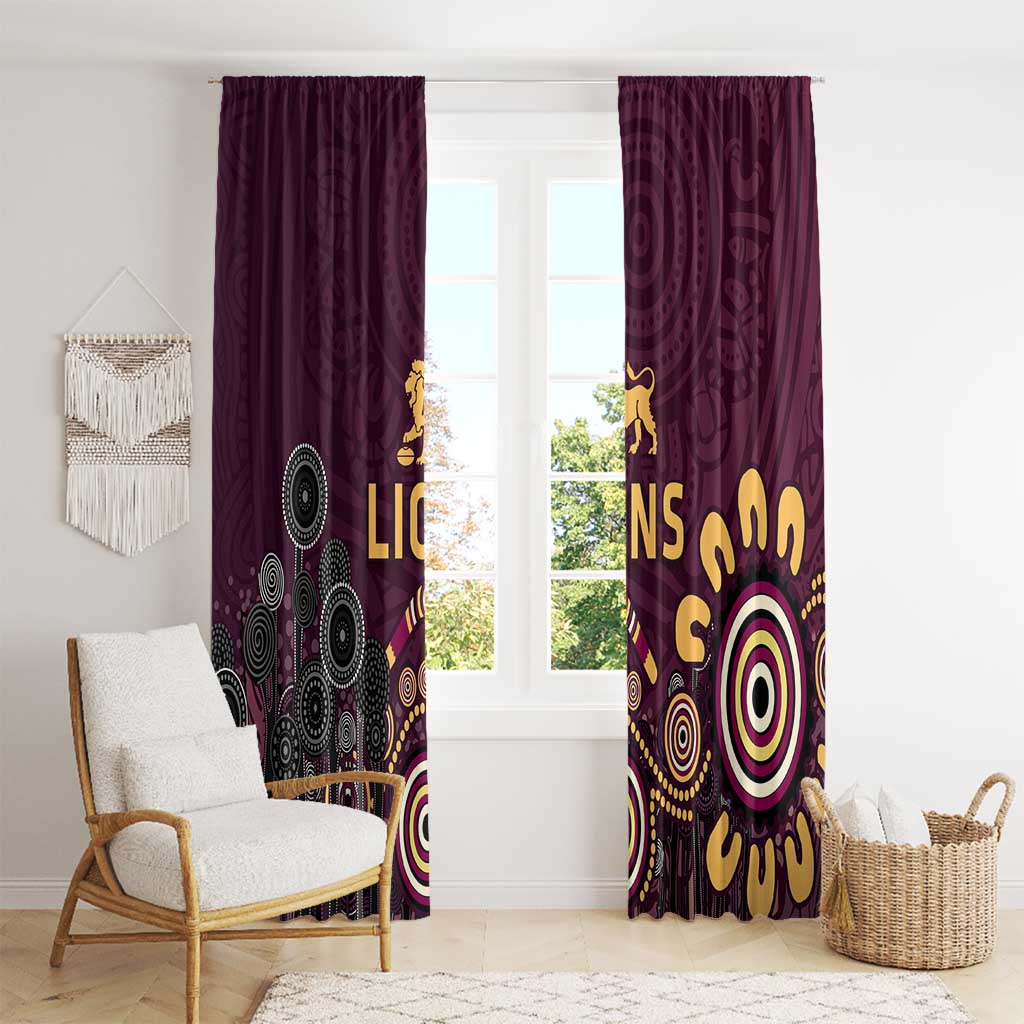 Brisbane Lions Football Window Curtain Aboriginal Dot and Spiral Art