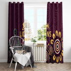 Brisbane Lions Football Window Curtain Aboriginal Dot and Spiral Art