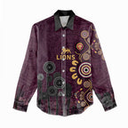 Brisbane Lions Football Women Casual Shirt Aboriginal Dot and Spiral Art