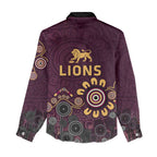 Brisbane Lions Football Women Casual Shirt Aboriginal Dot and Spiral Art