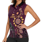 Brisbane Lions Football Women Sleeveless Polo Shirt Aboriginal Dot and Spiral Art