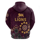 Brisbane Lions Football Zip Hoodie Aboriginal Dot and Spiral Art