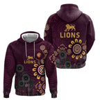 Brisbane Lions Football Zip Hoodie Aboriginal Dot and Spiral Art