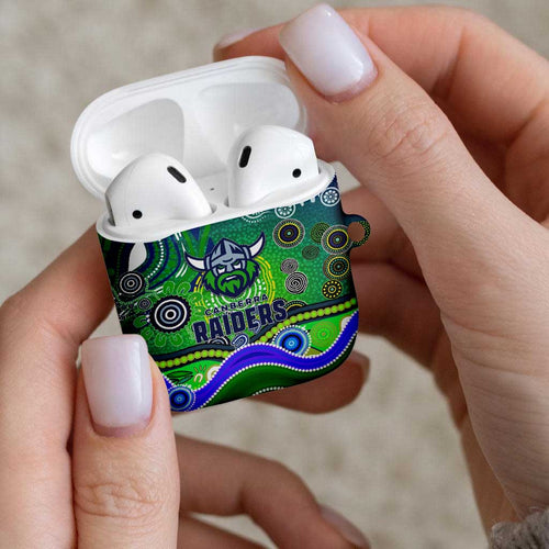 Canberra Raiders Rugby AirPods Case Australian Aboriginal Dot Painting Style