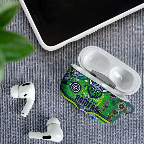 Canberra Raiders Rugby AirPods Case Australian Aboriginal Dot Painting Style
