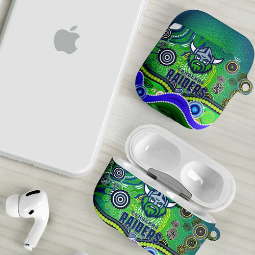 Canberra Raiders Rugby AirPods Case Australian Aboriginal Dot Painting Style