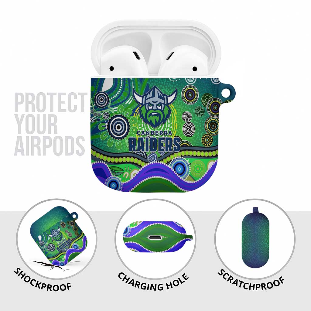 Canberra Raiders Rugby AirPods Case Australian Aboriginal Dot Painting Style