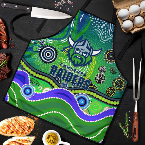 Canberra Raiders Rugby Apron Australian Aboriginal Dot Painting Style