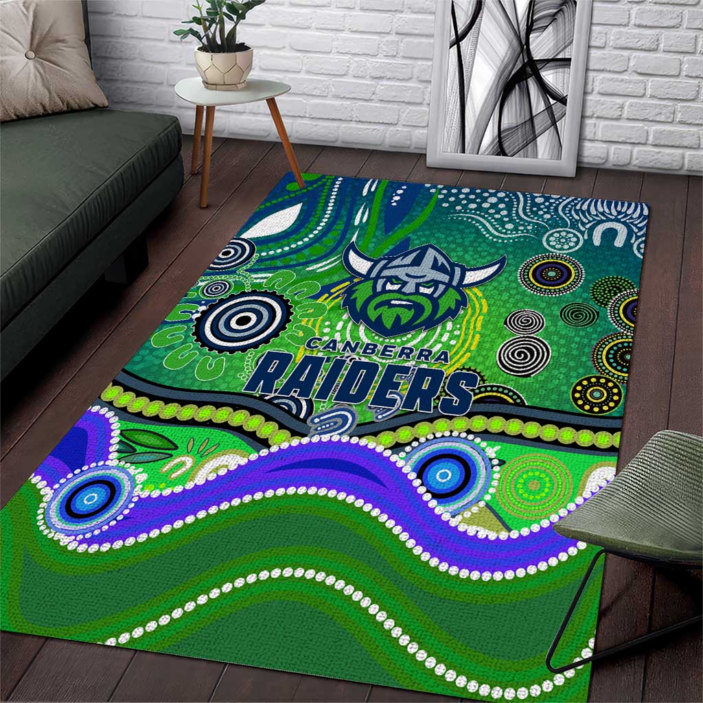 Canberra Raiders Rugby Area Rug Australian Aboriginal Dot Painting Style