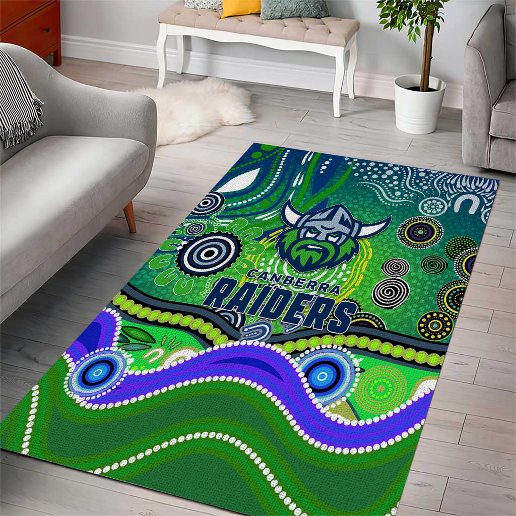 Canberra Raiders Rugby Area Rug Australian Aboriginal Dot Painting Style