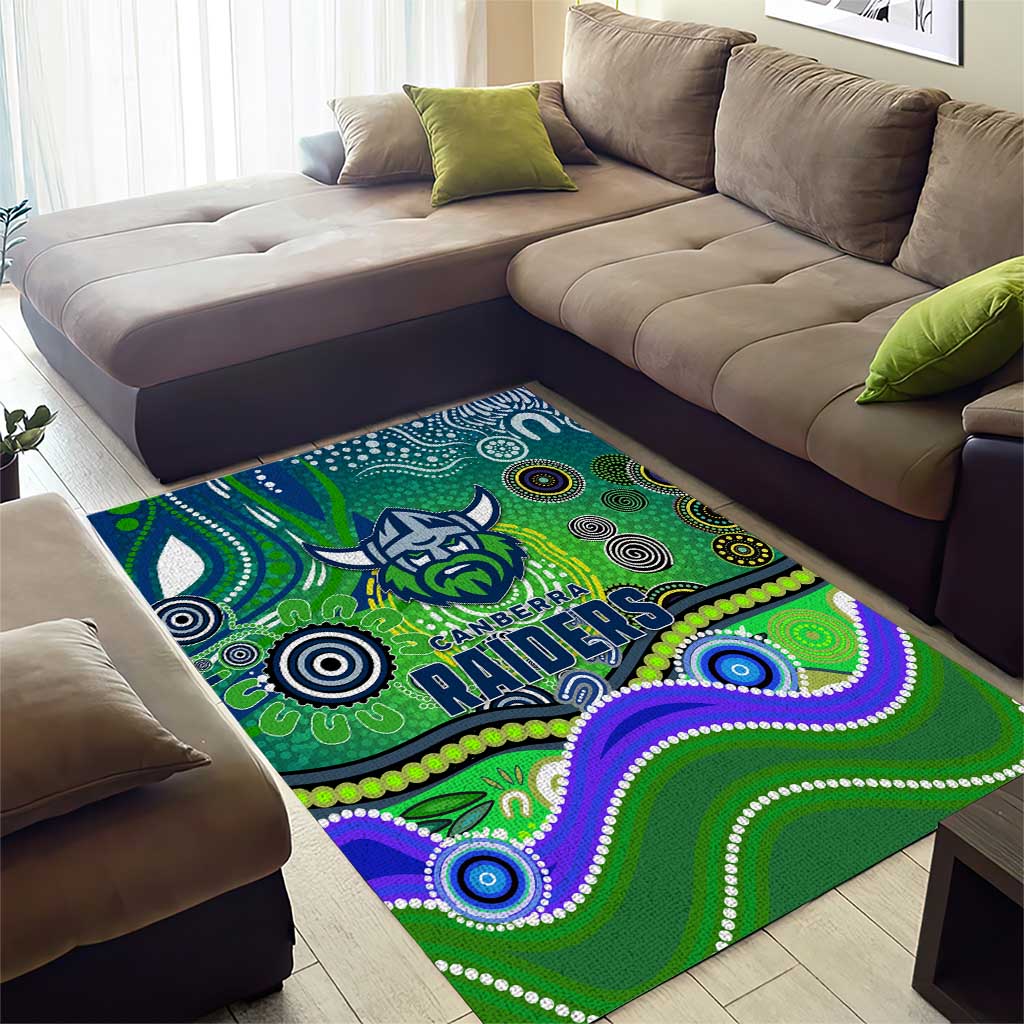 Canberra Raiders Rugby Area Rug Australian Aboriginal Dot Painting Style