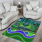 Canberra Raiders Rugby Area Rug Australian Aboriginal Dot Painting Style
