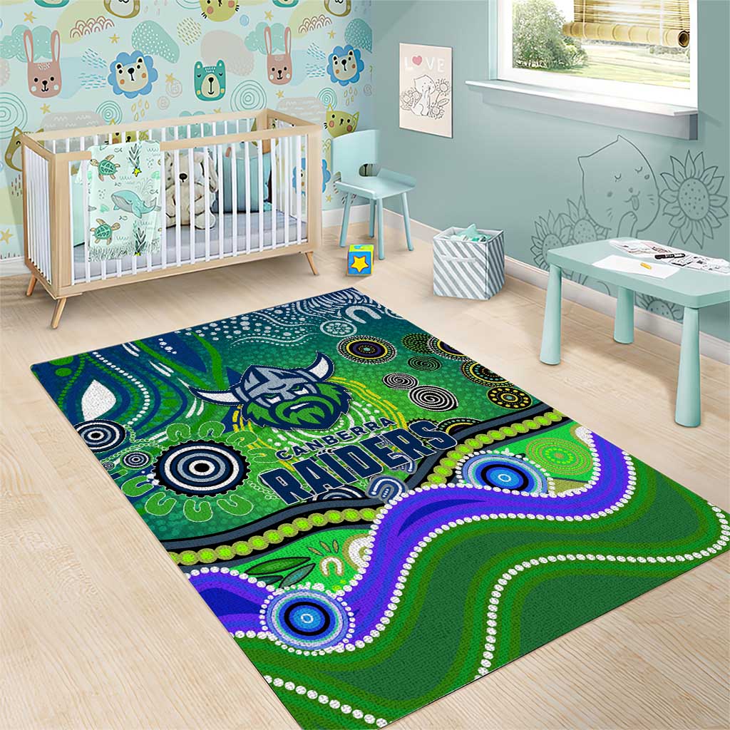 Canberra Raiders Rugby Area Rug Australian Aboriginal Dot Painting Style