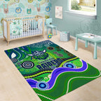 Canberra Raiders Rugby Area Rug Australian Aboriginal Dot Painting Style