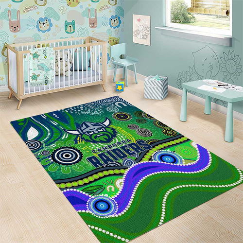 Canberra Raiders Rugby Area Rug Australian Aboriginal Dot Painting Style