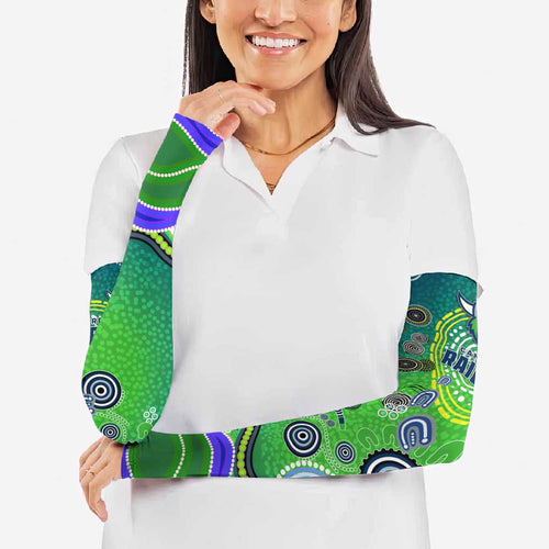 Canberra Raiders Rugby Arm Sleeves Australian Aboriginal Dot Painting Style