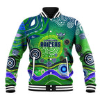 Canberra Raiders Rugby Baseball Jacket Australian Aboriginal Dot Painting Style