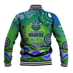 Canberra Raiders Rugby Baseball Jacket Australian Aboriginal Dot Painting Style