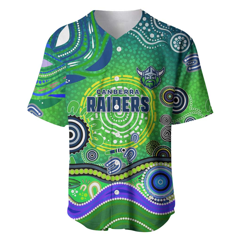 Canberra Raiders Rugby Baseball Jersey Australian Aboriginal Dot Painting Style