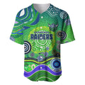 Canberra Raiders Rugby Baseball Jersey Australian Aboriginal Dot Painting Style