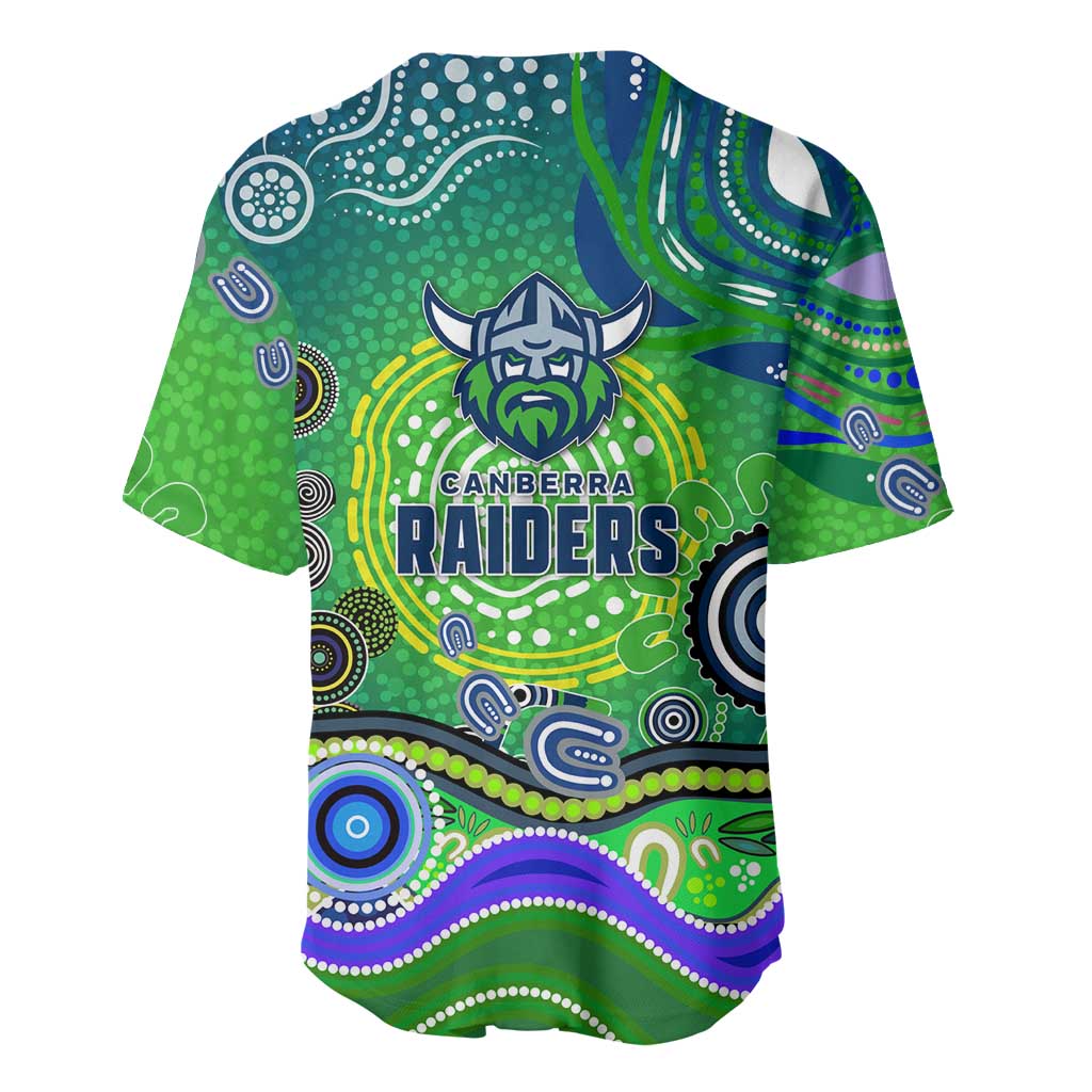 Canberra Raiders Rugby Baseball Jersey Australian Aboriginal Dot Painting Style