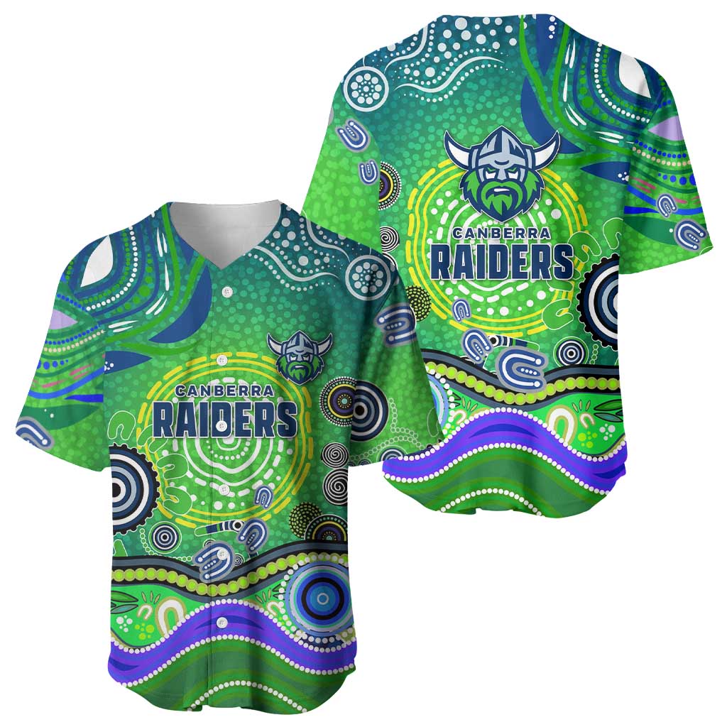 Canberra Raiders Rugby Baseball Jersey Australian Aboriginal Dot Painting Style