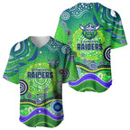 Canberra Raiders Rugby Baseball Jersey Australian Aboriginal Dot Painting Style