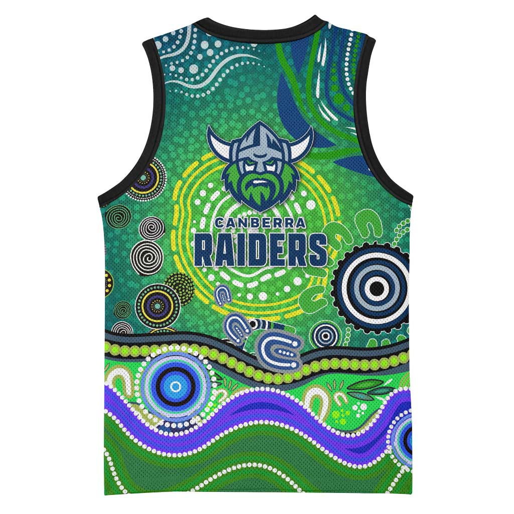 Canberra Raiders Rugby Basketball Jersey Australian Aboriginal Dot Painting Style