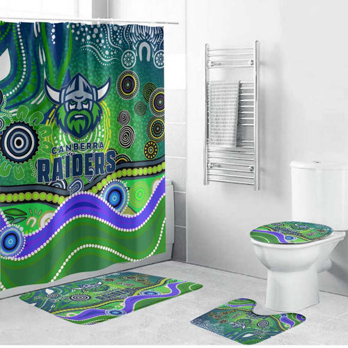 Canberra Raiders Rugby Bathroom Set Australian Aboriginal Dot Painting Style