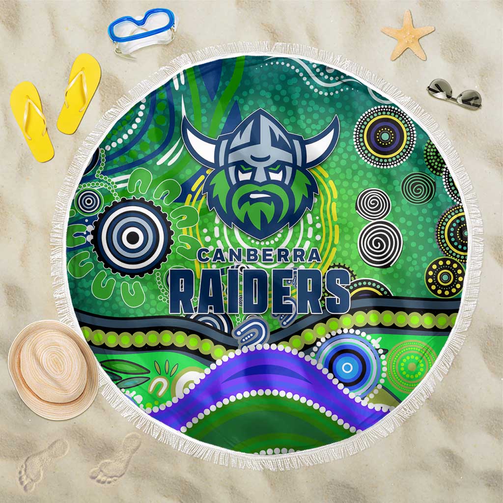 Canberra Raiders Rugby Beach Blanket Australian Aboriginal Dot Painting Style