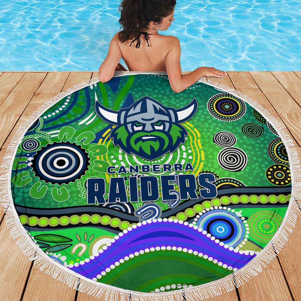 Canberra Raiders Rugby Beach Blanket Australian Aboriginal Dot Painting Style