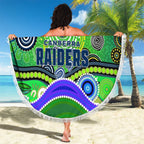 Canberra Raiders Rugby Beach Blanket Australian Aboriginal Dot Painting Style